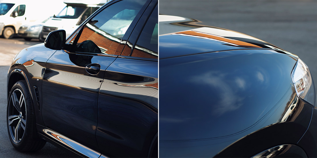 Смотреть на фото автомобиль BMW X6, обработанный керамикой Krytex в 2 слоя.